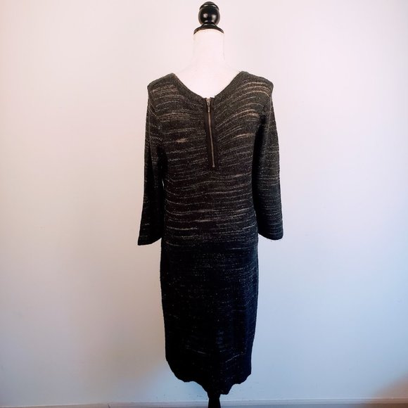 APT. 9 Sweater Dress, Black Gold Shimmery Sparkly Knit Soft Long Sleeve Career L - Picture 2 of 14